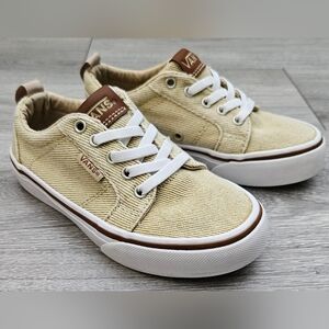 Vans Kids Youth Tan Canvas Slip On Sneakers Size 11C Elastic Laces